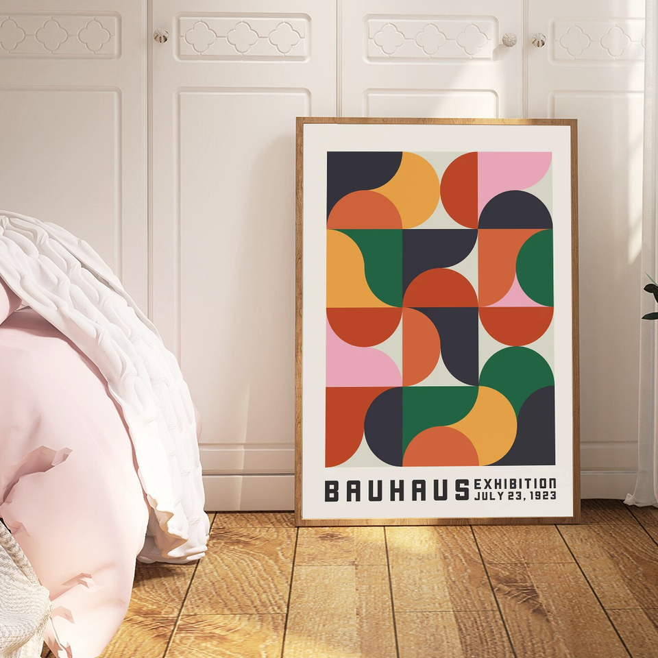 

Абстрактная Геометрическая выставка Bauhaus, настенная Картина на холсте, скандинавские постеры и принты для гостиной, домашние декоративные картины