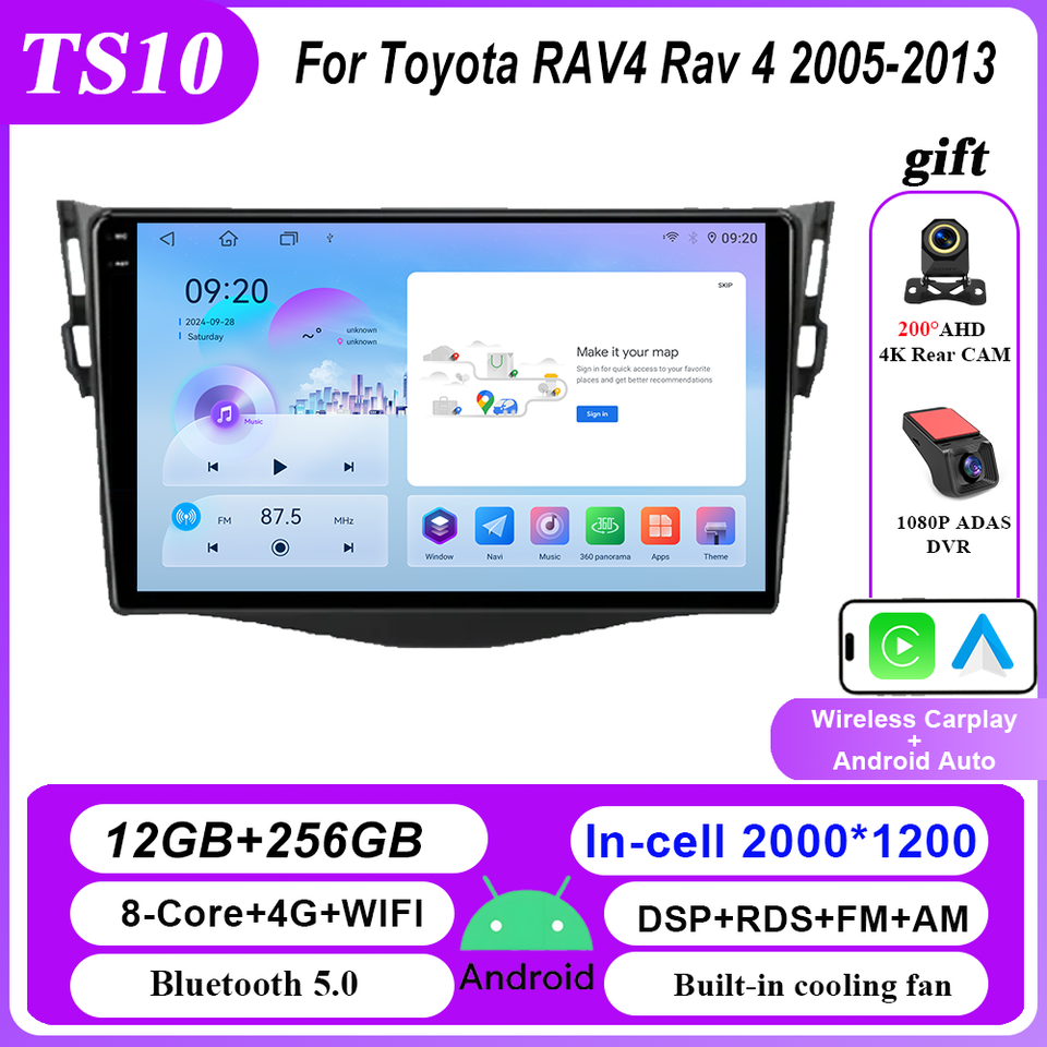 

Автомобильный радиоприемник для Toyota RAV4 Rav 4 2006-2016, мультимедийный плеер, Android Auto Carplay, сенсорный экран, 2Din, стерео головное устройство
