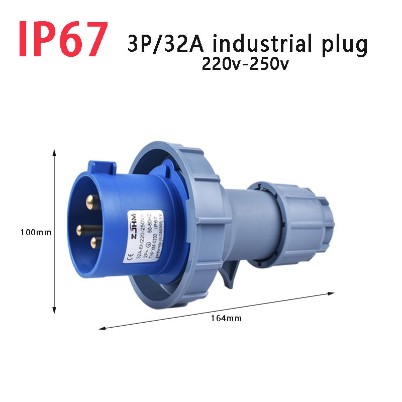 

Промышленная вилка и розетка IP67 16/32А 3/4/5 контактов 220/380/415В