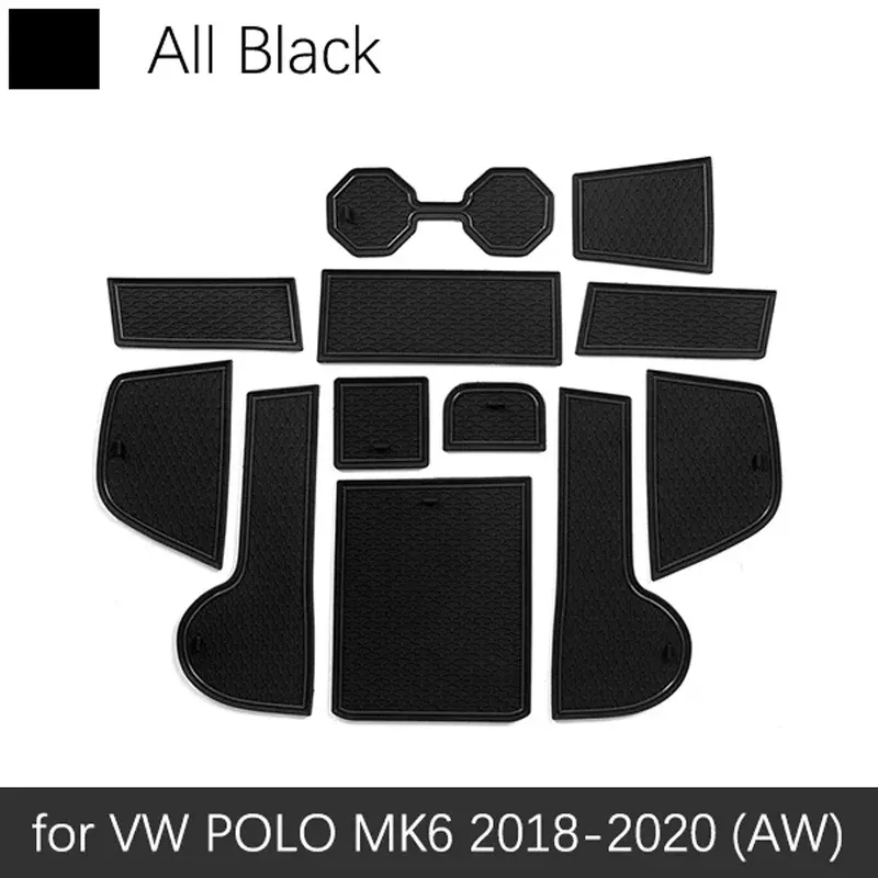 

Автомобильные противоскользящие коврики для Volkswagen VW POLO MK6 AW 2018 2019 2020, резиновая подушка для чашки, дверная канавка, накладка на подставку, аксессуары