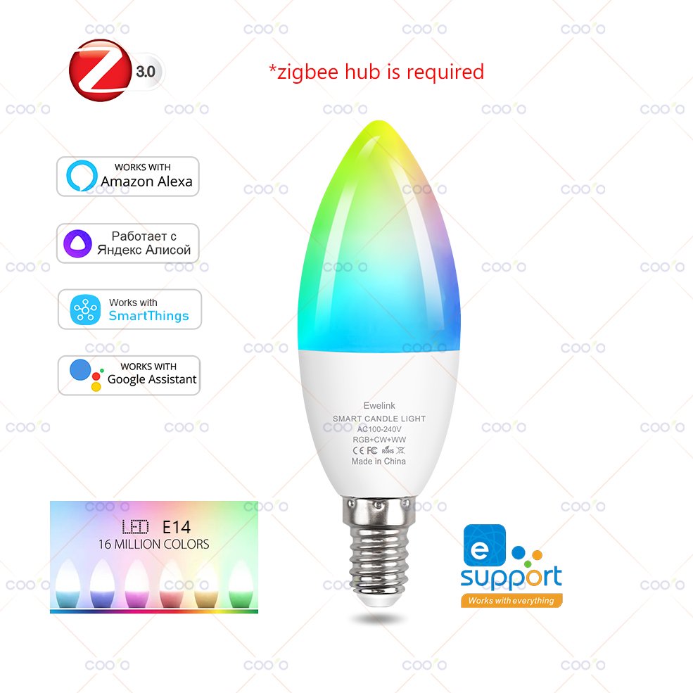 

Умные светодиодные лампы Ewelink E14 RGB Coolo