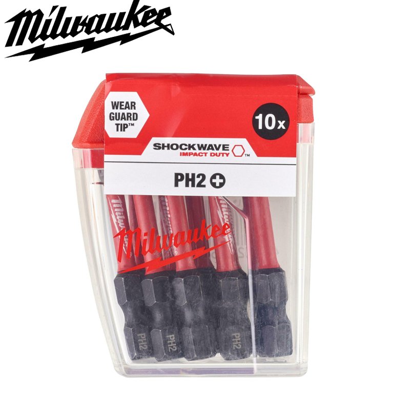 

Milwaukee SHOCKWAVE Ударные биты PH2 x 50 мм, 10 шт.
