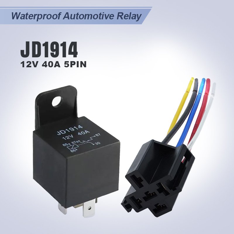 

Waterproof Automotive Relay 12V 5Pin 40A with Harness Relay Socket for Car Truck Boat Marine ATV Black Red Copper Terminal