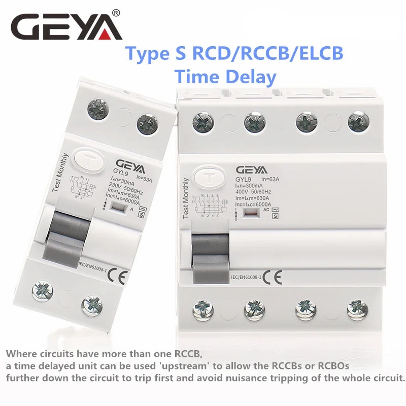 

GEYA GYL9 AC-S УЗО с задержкой 40A/63A 100mA/300mA
