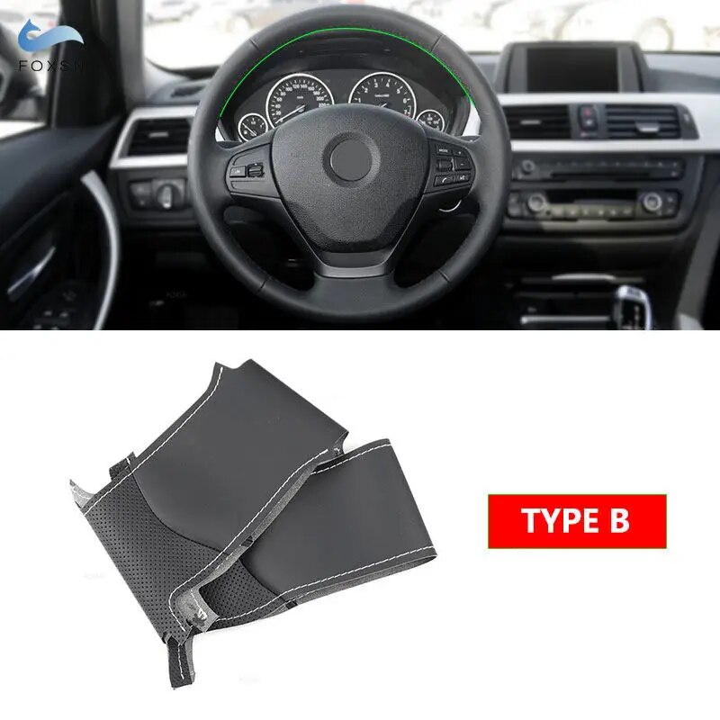 

Чехол на руль автомобиля для BMW 1, 2, 3, серии F20 F21 F22 F30 F34 F36, перфорированная кожаная оплетка из микрофибры с иглами и нитками