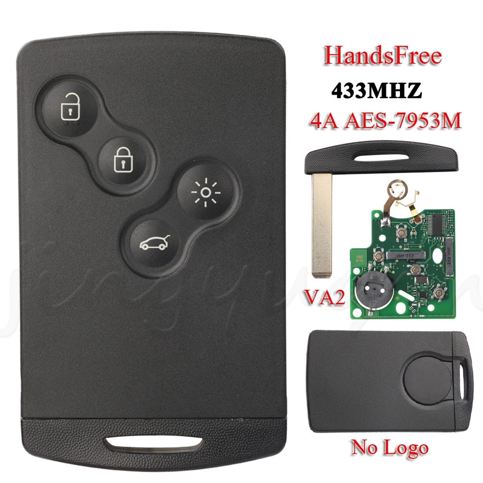

Jingyuqin HandsFree смарт-карта без ключа для Renault Megane Fluence Laguna Scenic Clio Captur Koleos 433 МГц FSK PCF7952 пульт дистанционного управления