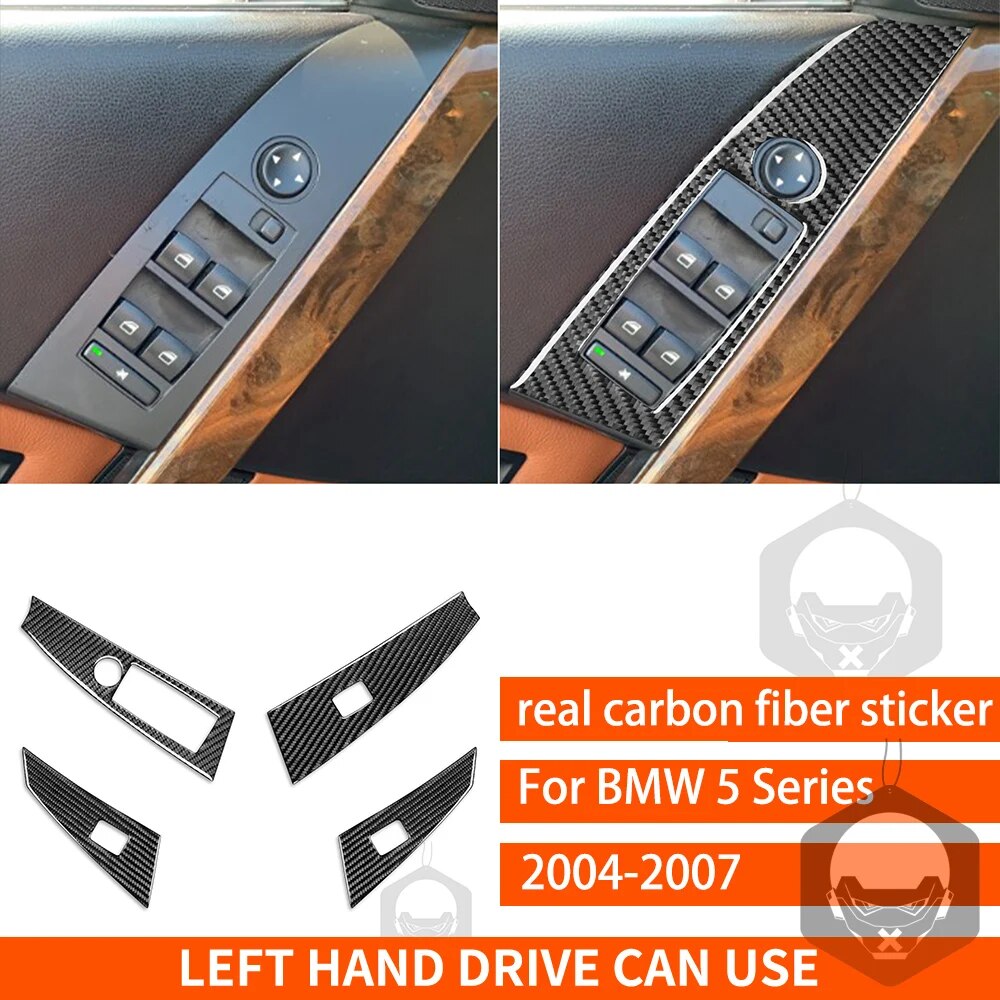 

Для BMW 5 серии E60 2004-2007, центральная консоль, приборная панель, набор коробки передач, наклейки из настоящего углеродного волокна, аксессуары для салона автомобиля