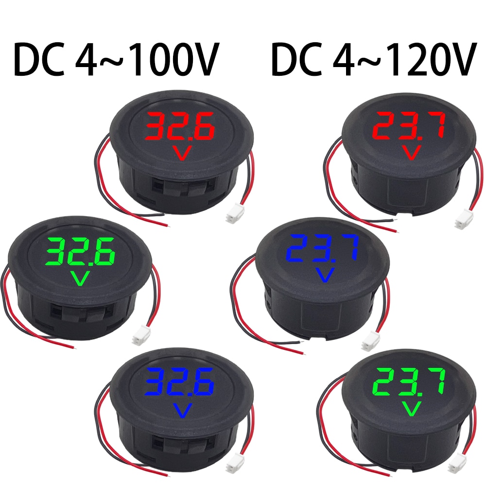 

DC 4-100 В светодиодный цифровой дисплей круглый двухпроводной вольтметр DC цифровой автомобильный измеритель напряжения и тока детектор напряжения тестер панель монитора