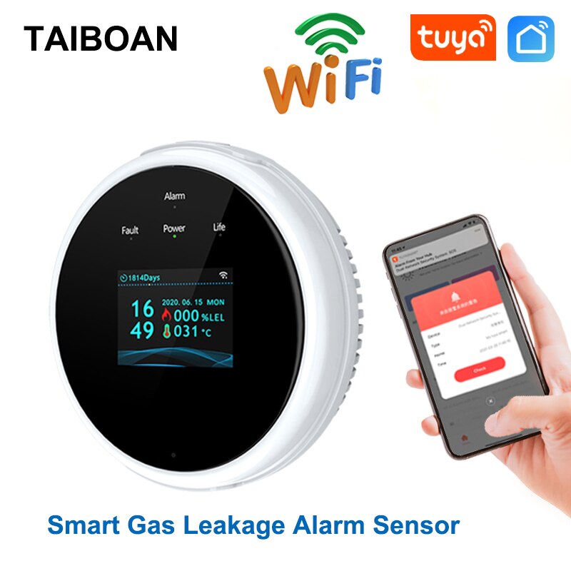 

TAIBOAN WiFi GAS LPG датчик утечки сигнализация Tuya управление через приложение безопасный детектор пожарной безопасности умный дом ЖК-дисплей детекторы утечки природного газа