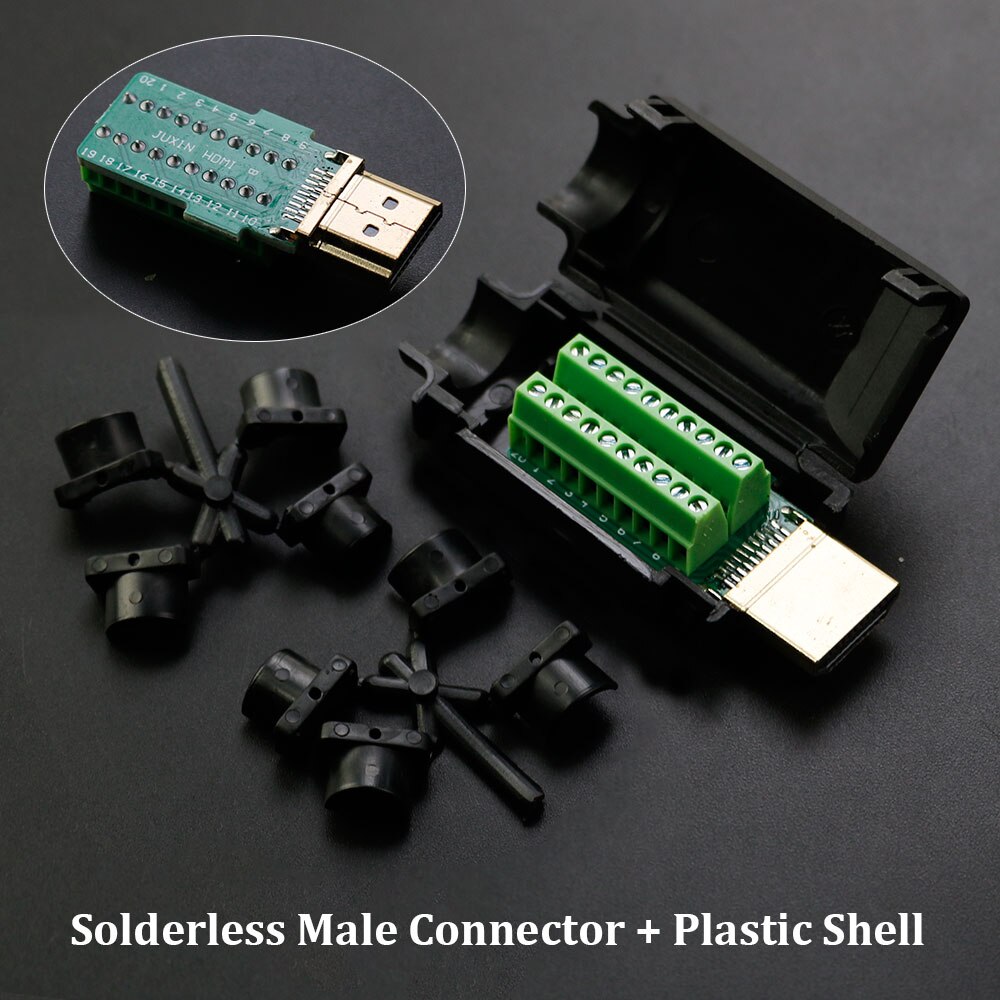 

Разъем HDMI (штекер)/2,0 (штекер), 1 шт., модульный, с пайкой, для телевизора, с корпусом