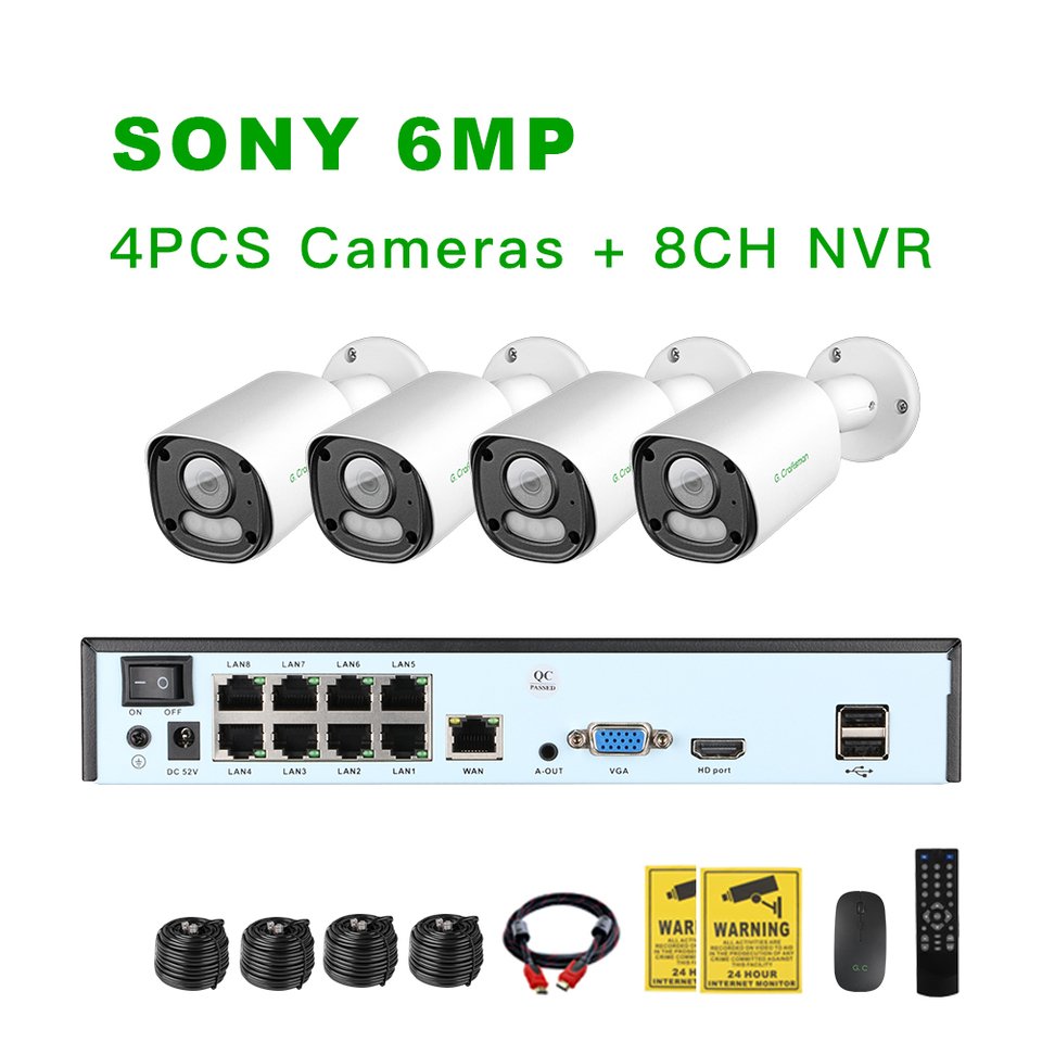

XMeye YU, SONY 6MP, комплект системы POE, Onvif, видеонаблюдение, безопасность видеонаблюдения, P2P, дом, G.Craftsman