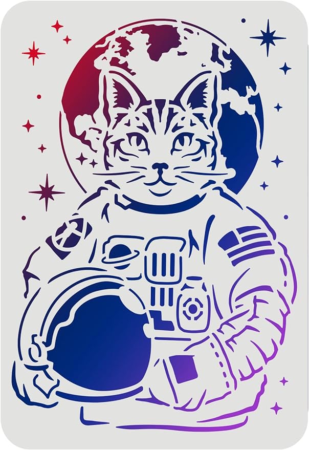 

Пластиковые трафареты Beebeecraft кошачьи астронавты