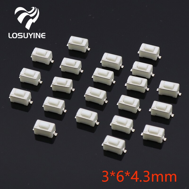 

Тактильный Кнопочный микропереключатель 100 шт. 2Pin SMD 3x6x4.3мм