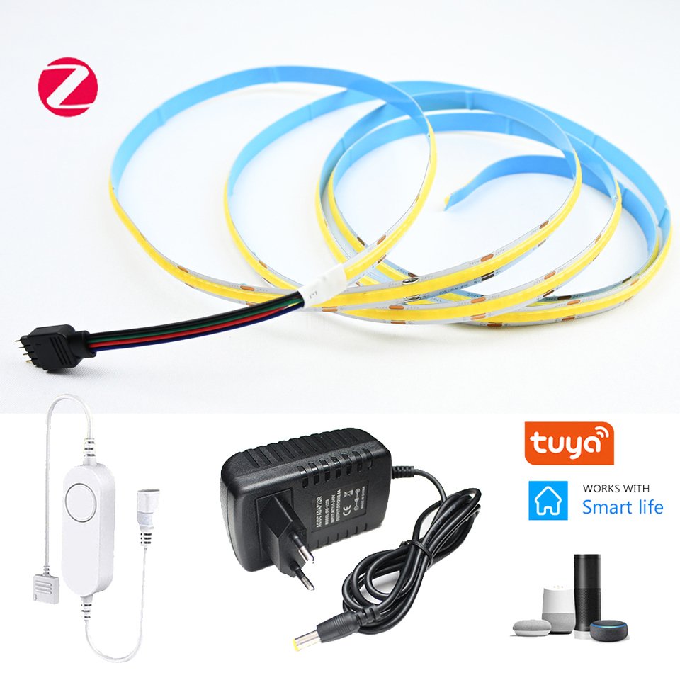 

CENFAYA Tuya Zigbee Светодиодная лента 12/24В 1-5м CCT тёплый белый+белый