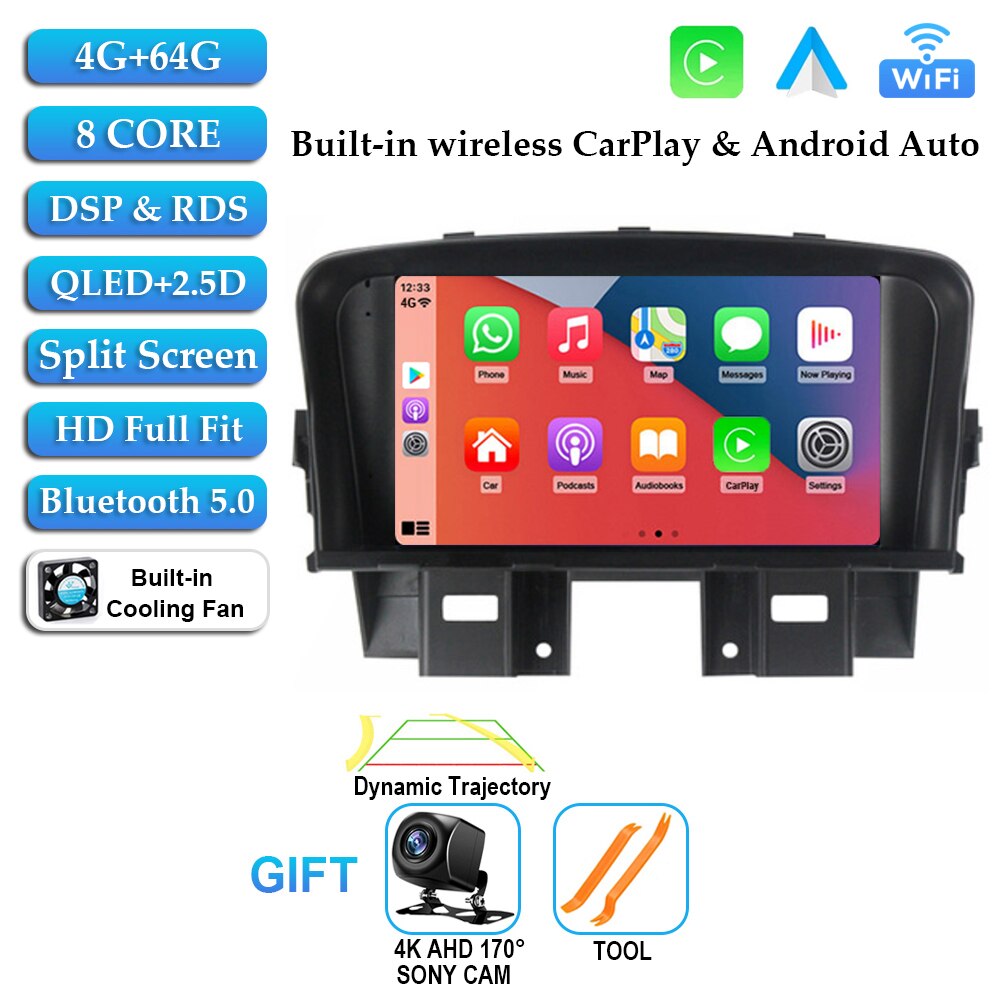 

7-дюймовый автомобильный Android14 для Chevrolet Cruze 2008-2014, автомобильный радиоприемник, видеоплеер, мультимедийная GPS-навигация, встроенный Carplay + Auto BT RDS