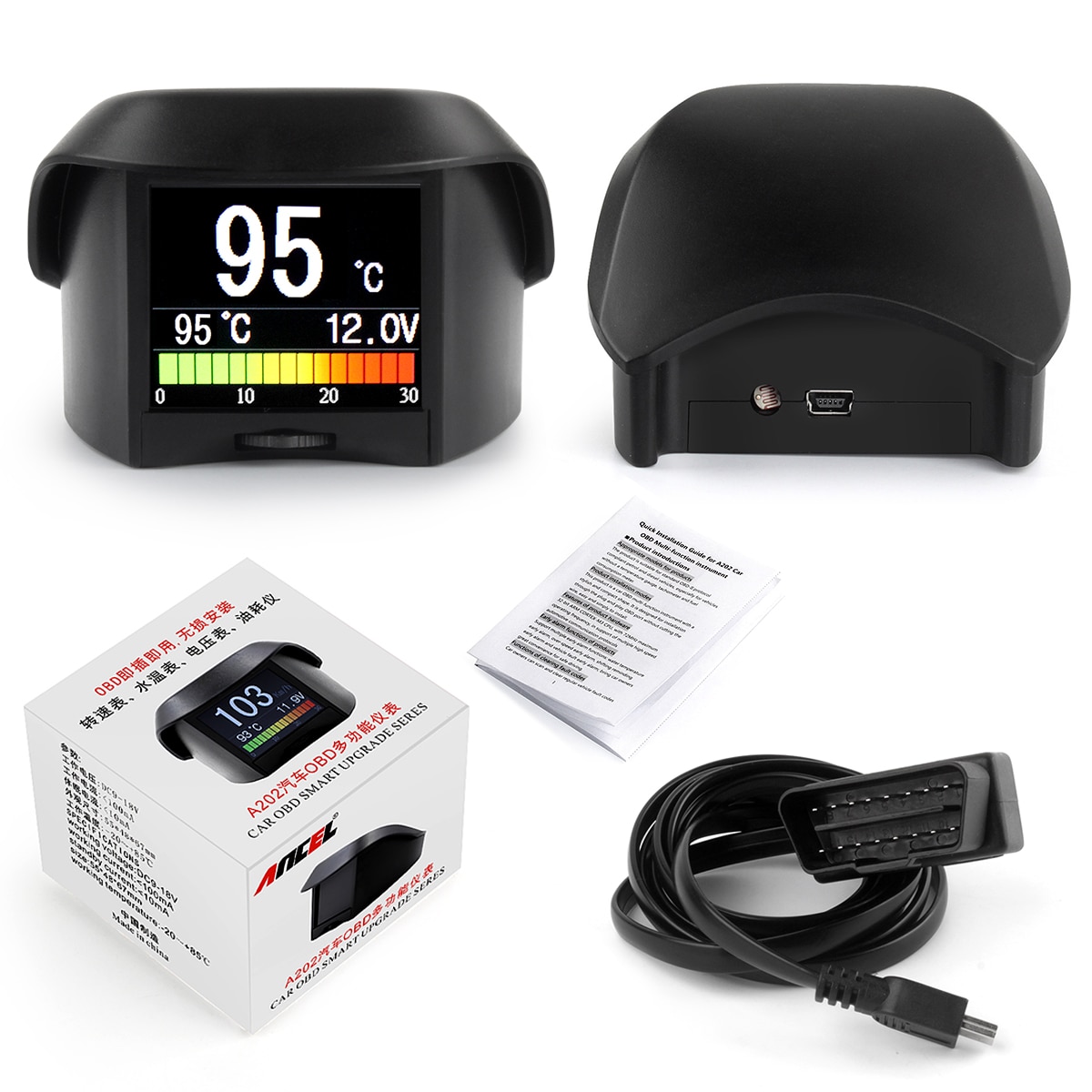 

ANCEL A202 Автомобильный бортовой компьютер цифровой OBD 2 компьютер дисплей скорость расход топлива датчик температуры OBD2 сканер