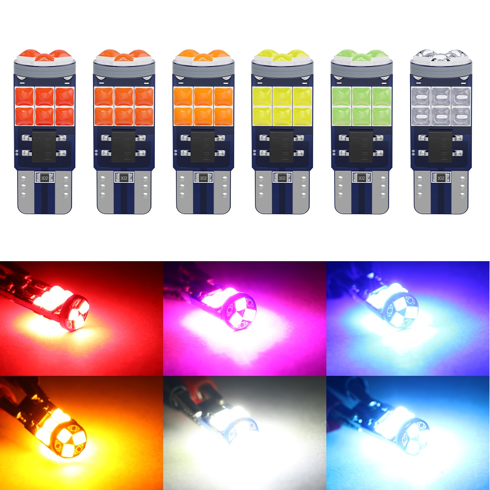 

2/10X автомобисветильник Светодиодная лампа T10 W5W с гнездом, 3D 3030 SMD, Canbus без ошибок, автомобильная внутренняя лампа для чтения, боковая парковочная лампа, 12 В, белый, голубой