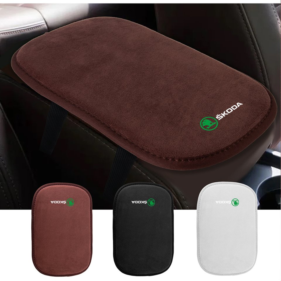 

Подлокотник центральной консоли автомобиля, меховой кожаный коврик для Skoda S Octavia Kodiaq Fabia Superb Rapid Kamiq Karoq Derivati Enyaq VII