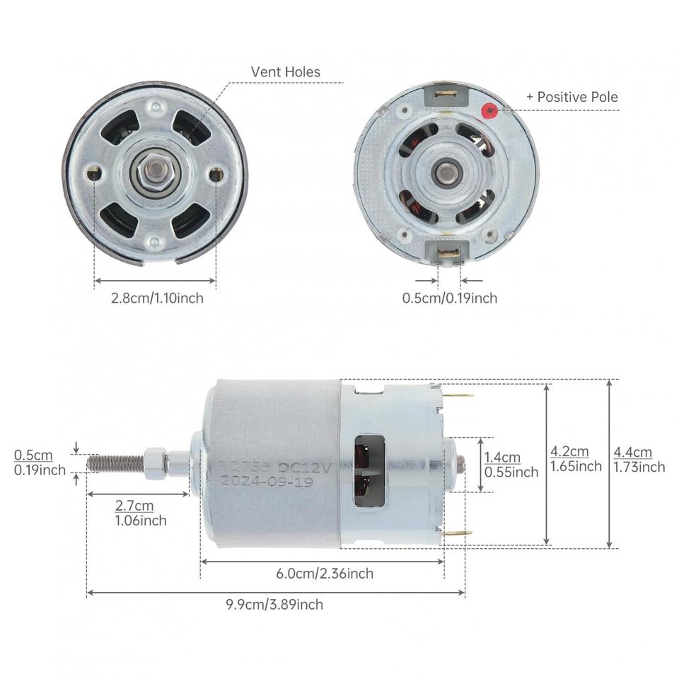 

755 DC Motor 12V / 21V Grass Cutter Motor for Weed Trimmer / Cordless Weeder with Long Shaft,Lawn Mower Replaces Motor