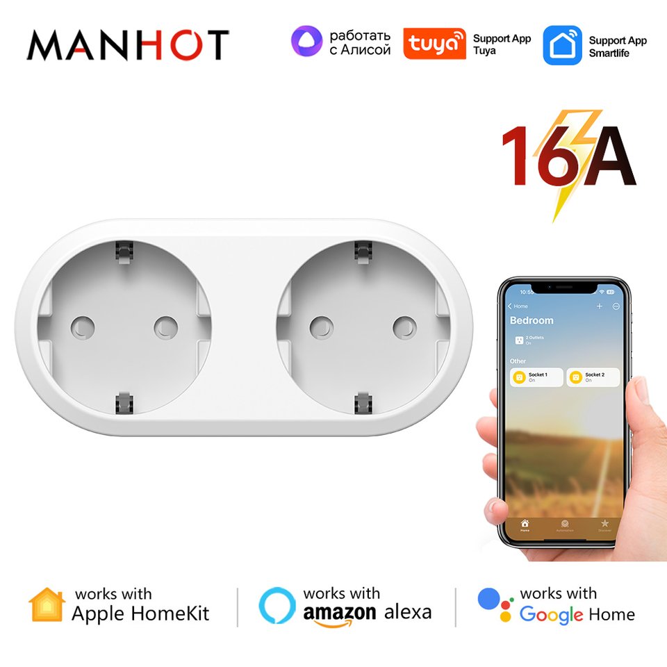 

Wi-Fi Smart Plug 16A EU Dual Socket Homekit