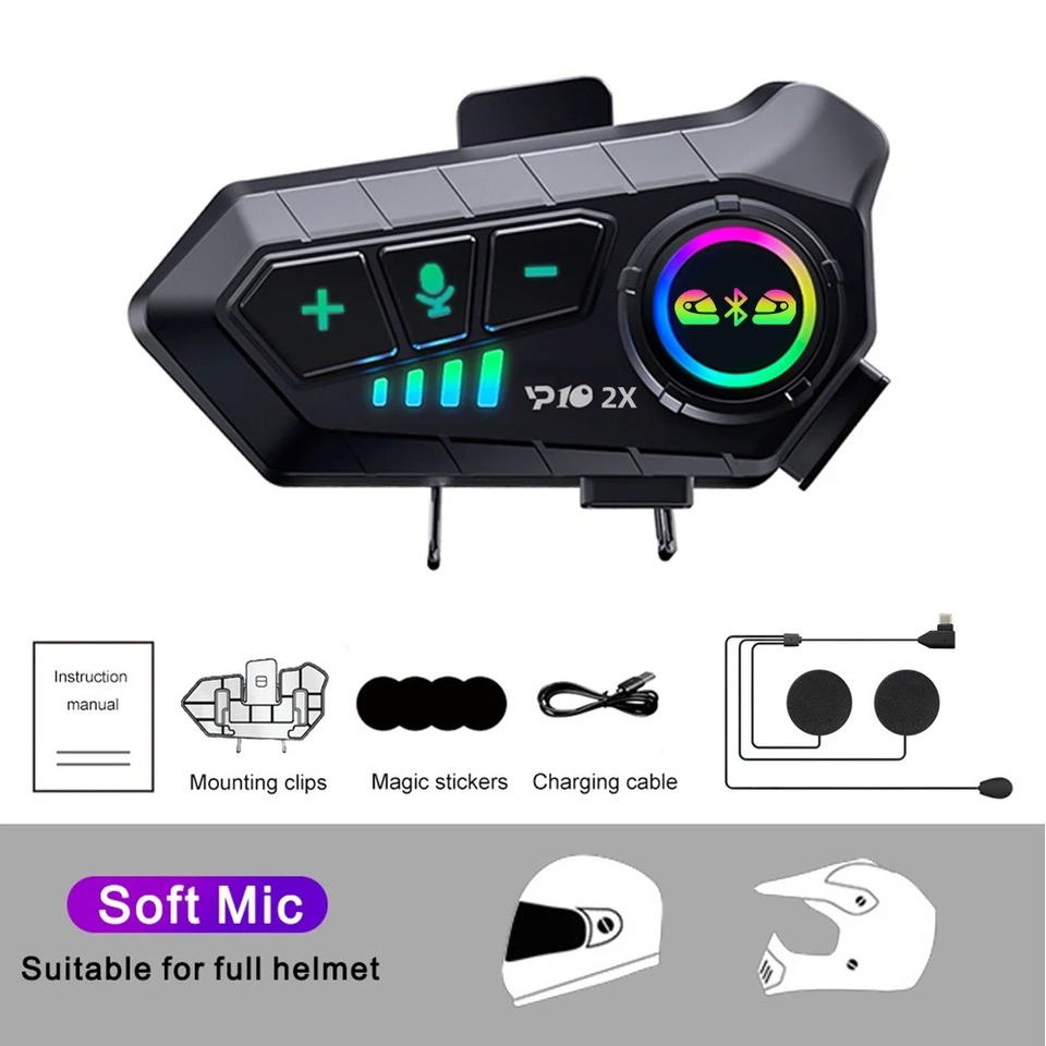 

Bluetooth-гарнитура для мотоциклетного шлема, 1/2 шт. ,1/2Pcs Motorcycle Helmet Bluetooth Intercom Headset Wireless Interphone Intercomunicador Moto Waterproof HandsfreeCall Headphone
