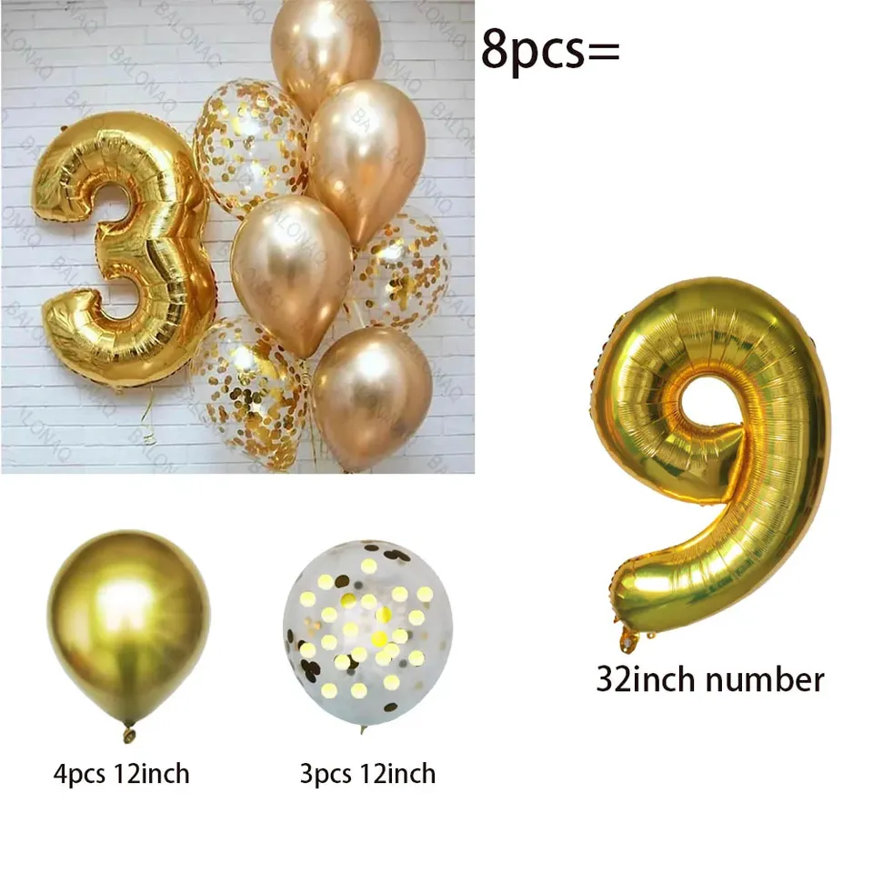 

8 шт. золотых фольгированных шаров BALONAQ 32 дюйма