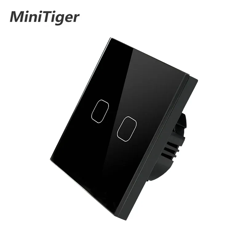 

Сенсорный переключатель MiniTiger для светодиодной лампы переменного тока 220 В 230 В, стандарт ЕС/Великобритании, 2/1 банда, 1-позиционный настенный сенсорный экран, хрустальное стекло