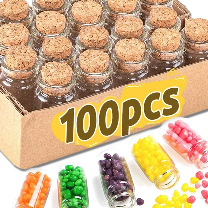 

Мини стеклянные бутылочки с пробкой, 10/100 шт.