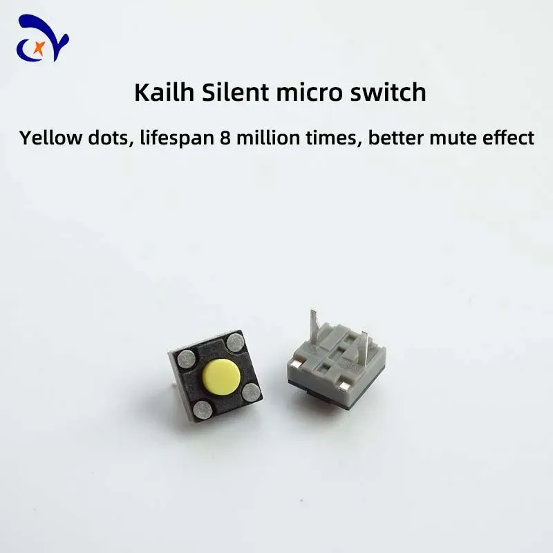 

Kailh 6*6*4.3 мм бесшумный микропереключатель для мыши, желтый dot, 5 шт./10 шт.