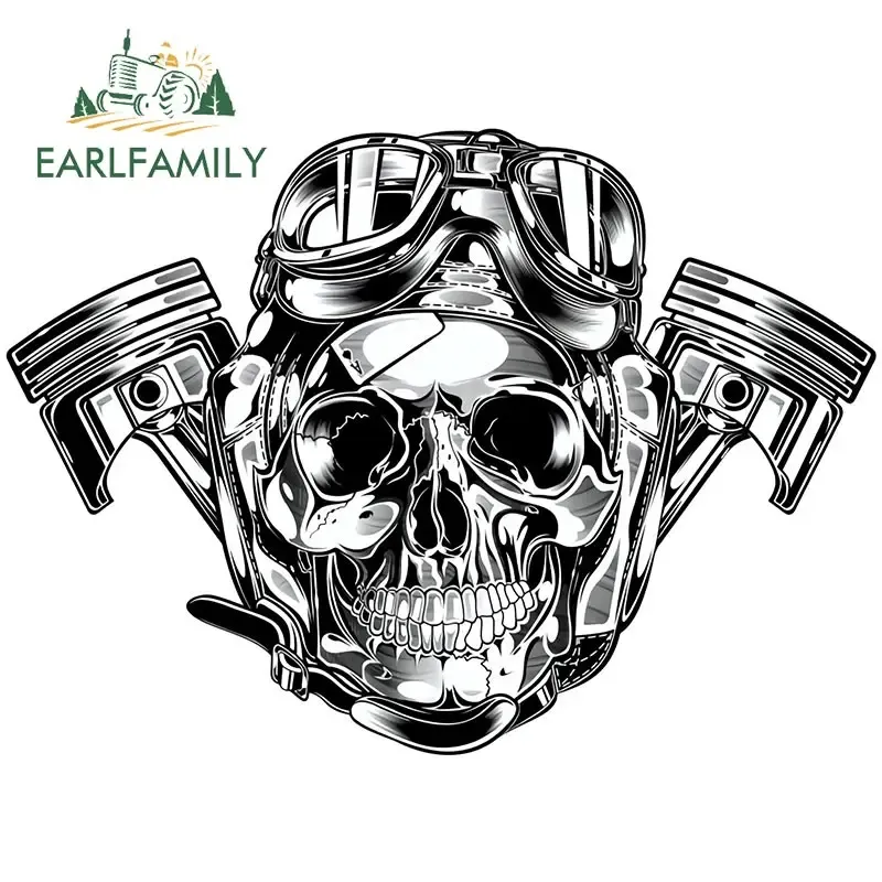 

EARLFAMILY автомобильные наклейки для пилота, черепа, виниловые наклейки, автомобильные аксессуары для мотоцикла, забавные наклейки с черепом, автомобильный Стайлинг