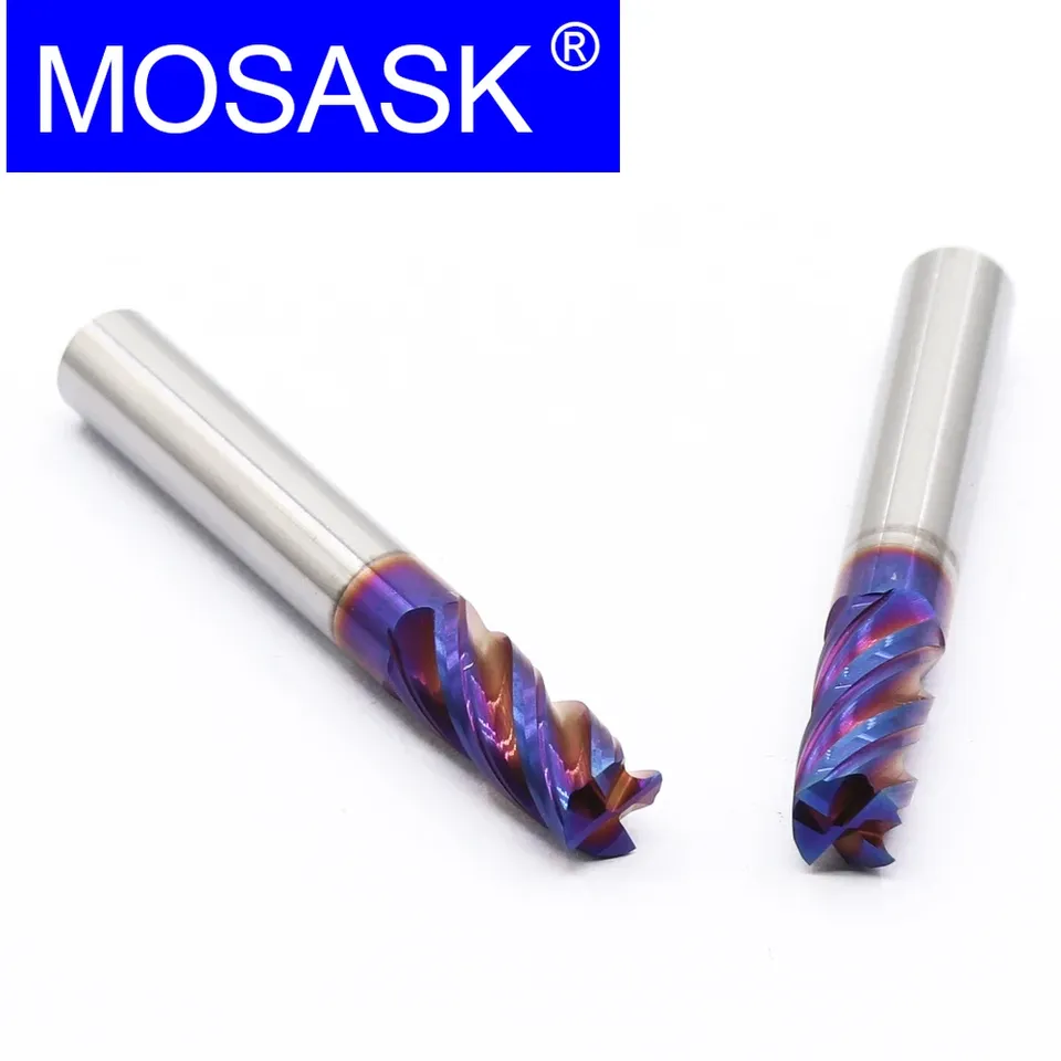 

MOSASK 4-флейтовый HRC65 с нано-синим покрытием, 1-20 мм, плоская фреза, фреза из вольфрамовой стали, твердый металл, твердосплавные центральные концевые фрезы, инструменты