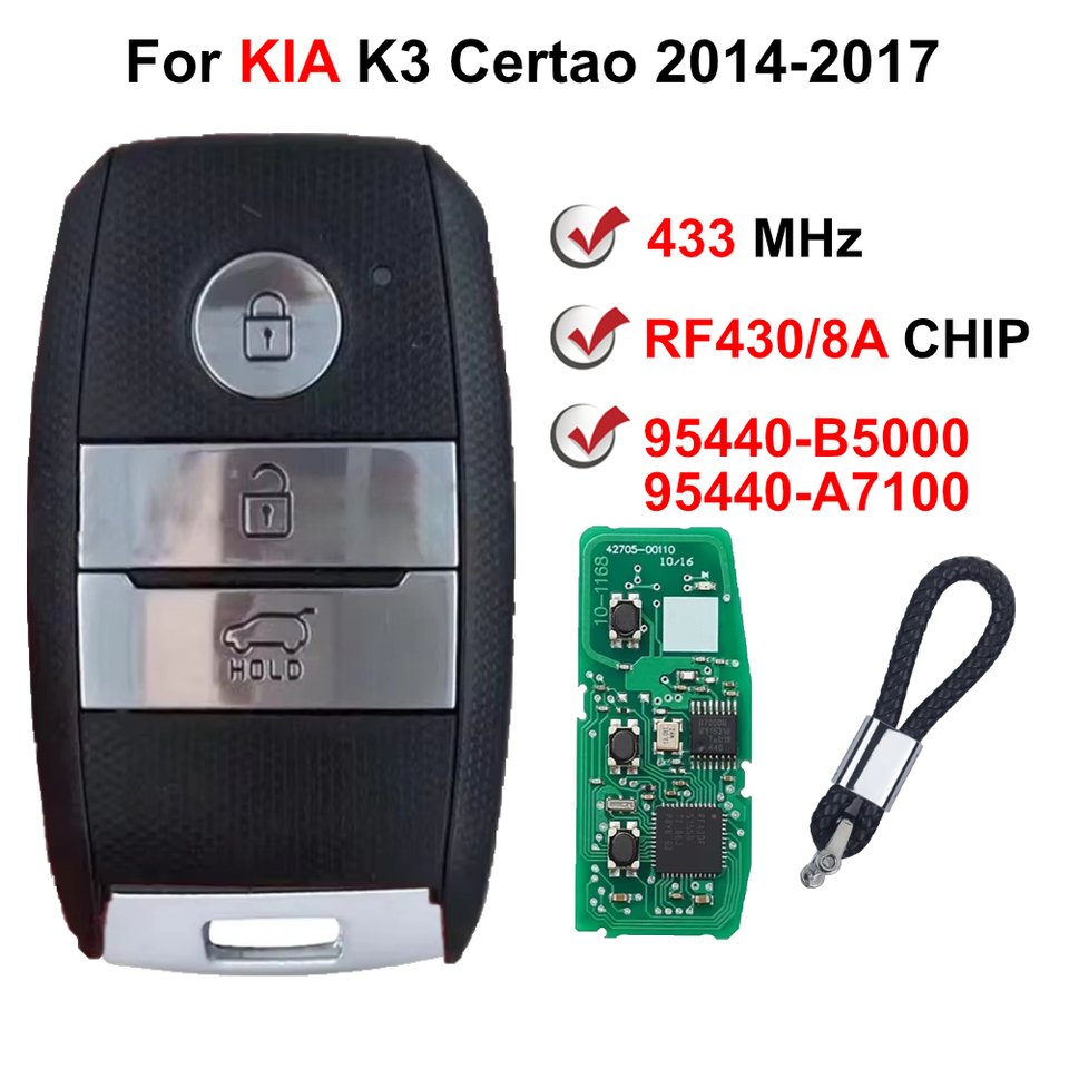 

95440-B5000 95440-A7100 433,92 МГц FSK RF430 DST AES 8A чип без ключа умный автомобильный ключ для Kia K3 Cerato 2014 2015 2016 2017