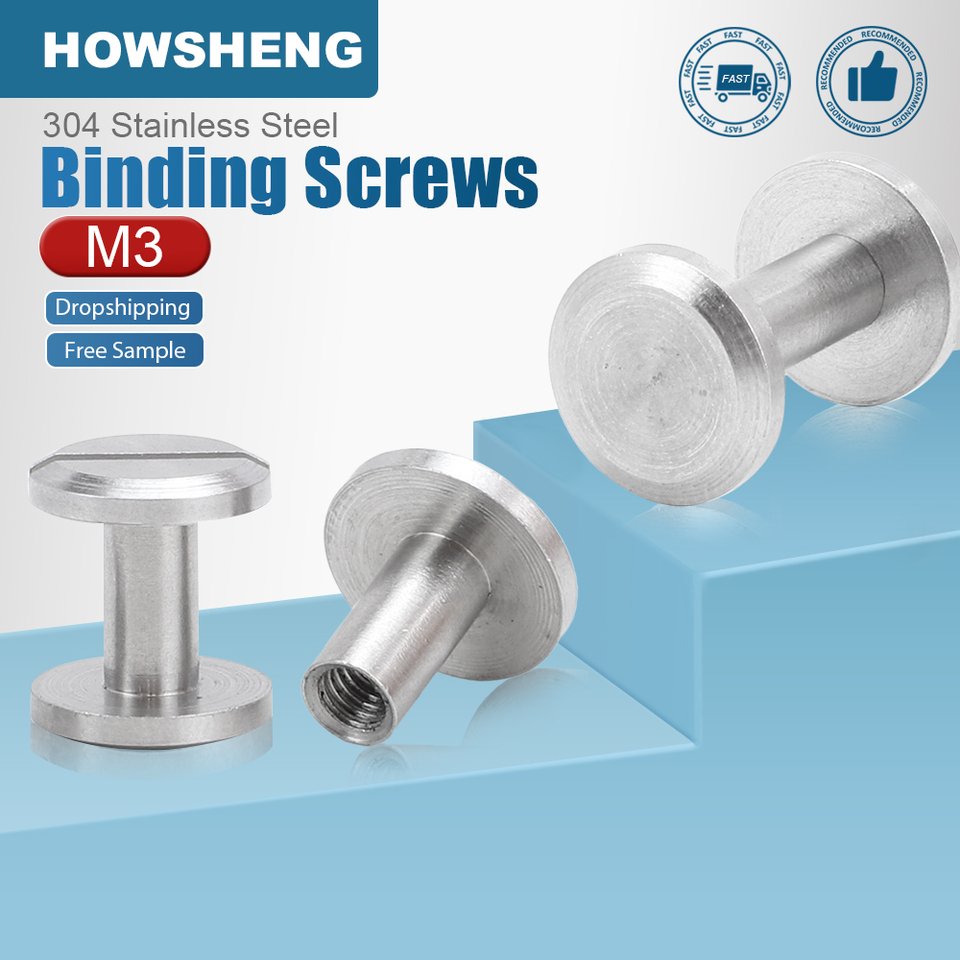 

HOWSHENG 5 комплектов винтов для крепления, гвозди Chicago Screw Nails M3 из нержавеющей стали, гвозди с прорезной головкой, заклепки для календаря, меню, кожаное ремесло