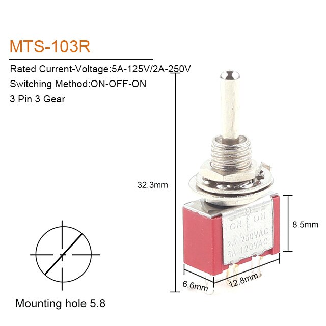 

Миниатюрный тумблер MTS-102/103/202/203/302/304/402/403 6 мм 5 шт
