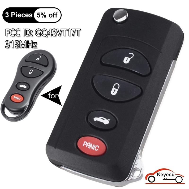 

KEYECU 4 кнопки для Dodge Stratus Viper для Chrysler 300M Concorde Intrepid Sebring с автоматическим откидным дистанционным управлением 04602260 GQ43VT17T