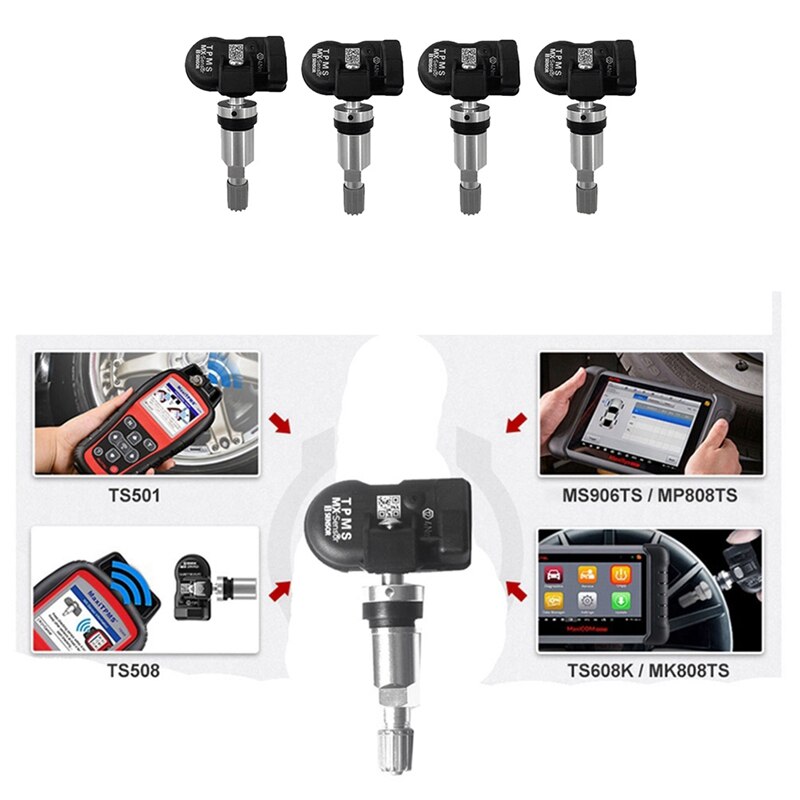 

4 шт. Программирование MX датчик TPMS Датчик давления в шинах 315 МГц 433 МГц Универсальный 2-в-1 ремонтный инструмент для-Autel Black
