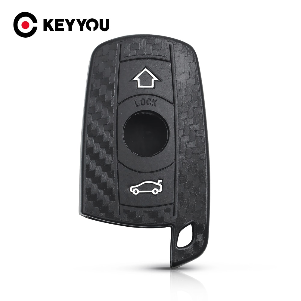 

KEYYOU силиконовый чехол для ключей от автомобиля, брелок из углеродного волокна, чехол для BMW E90 E60 E70 E87 3 5 6 серии M3 M5 X1 X5 X6 Z4