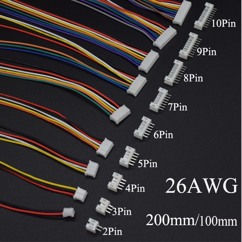

Набор разъемов JST PH2.0 2-10 контактов 26AWG