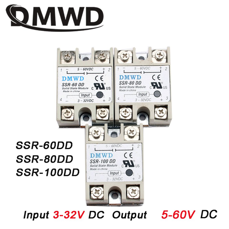 

Твердотельные реле SSR-60DD SSR-80DD SSR-100DD 60A 80A 100A DC Управление DC генератор импульсов 3-32VDC для 5-60VDC SSR 60AA 80AA 100AA