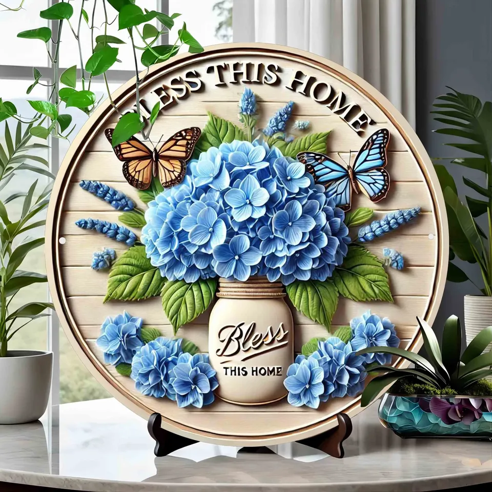 

Круглый знак Bless This Home из алюминия