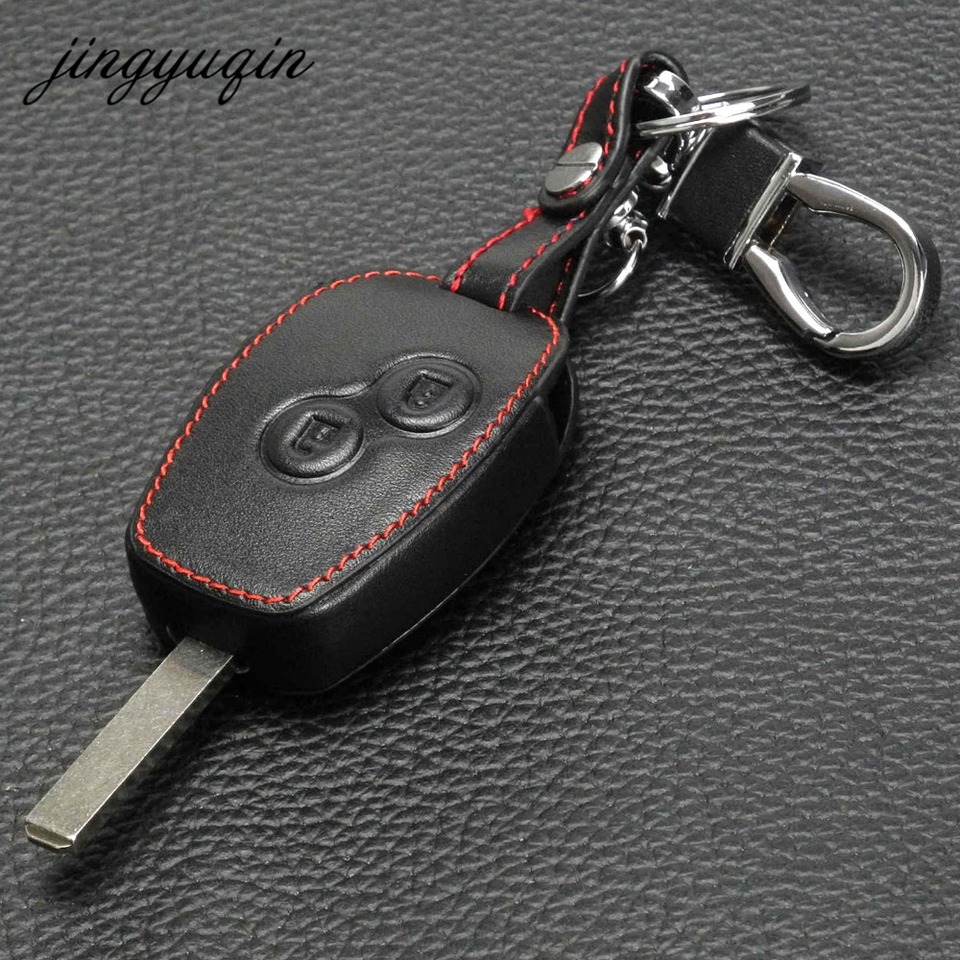 

Кожаный чехол jingyuqin для Nissan Almera Renault Clio Dacia Logan Megane Espace Kangoo Duster Twingo 2BTN, чехол для дистанционного ключа автомобиля