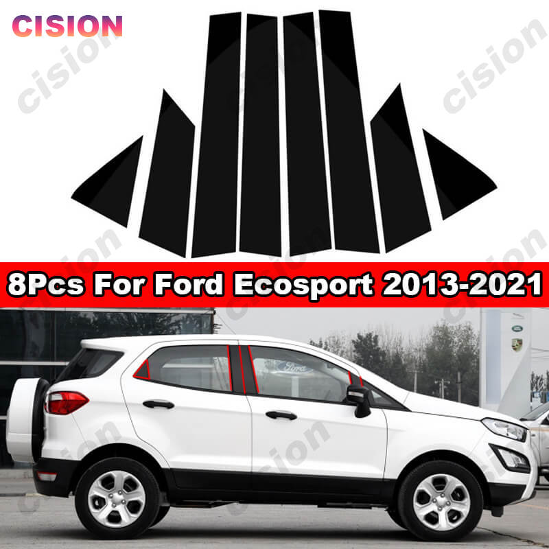 

Для Ford Ecosport 2013-2021 зеркальный эффект дверь окно Колонка B C колонны столб крышка отделка черный углеродное волокно PC материал наклейка