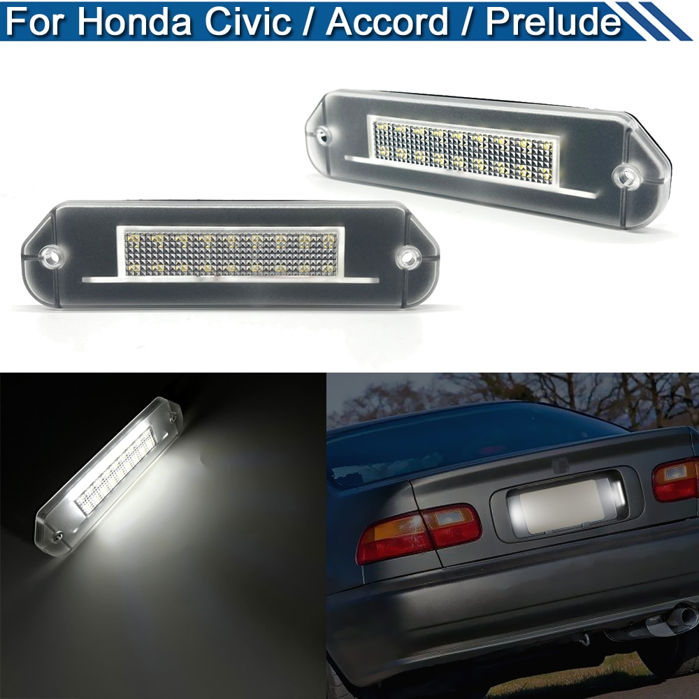 

2 шт. белая светодиодная лампа освещения номерного знака для Honda Civic Gen5 1992-1995 Honda Accord Prelude 1992-1996