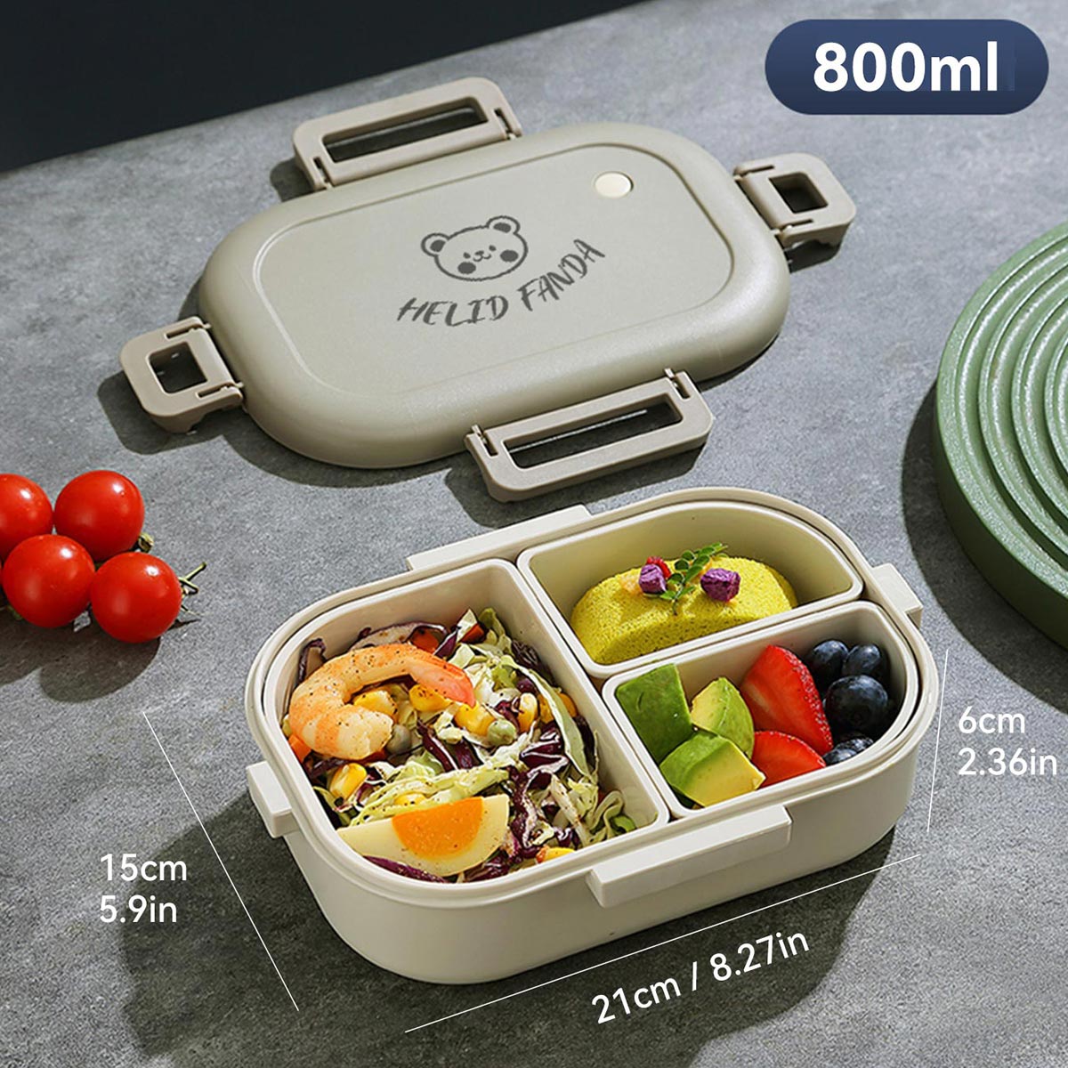 

WORTHBUY Портативный Пластиковый Ланч-бокс Bento С 3 Съемными Отделениями, Герметичный, Безопасный Для Микроволновой Печи