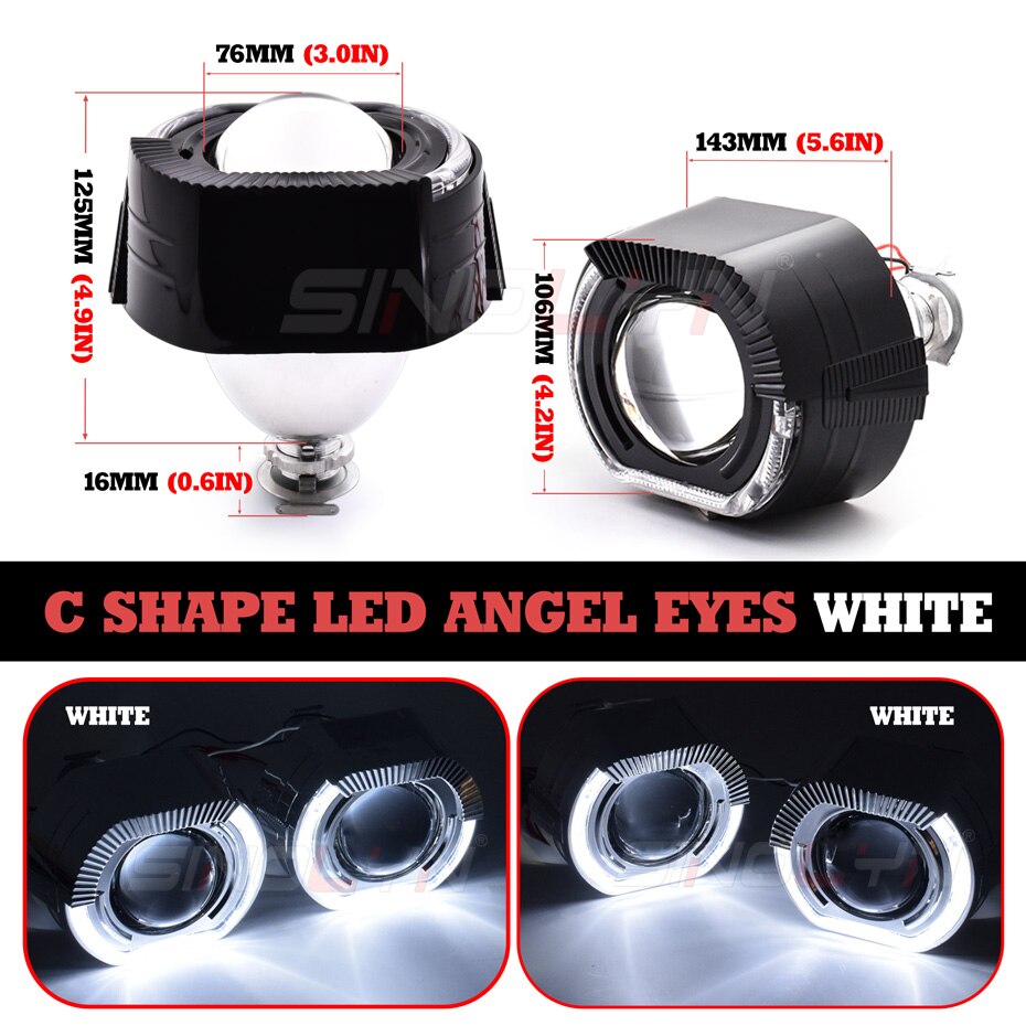 

Sinolyn 3 дюймовые черные биксеноновые линзы проектора для фар H7 H4 LED Angel Eyes Сигнал поворота Super Car Фары автомобильные аксессуары ангельские глазки led биксеноновые линзы для фар ближнего и дальнего света
