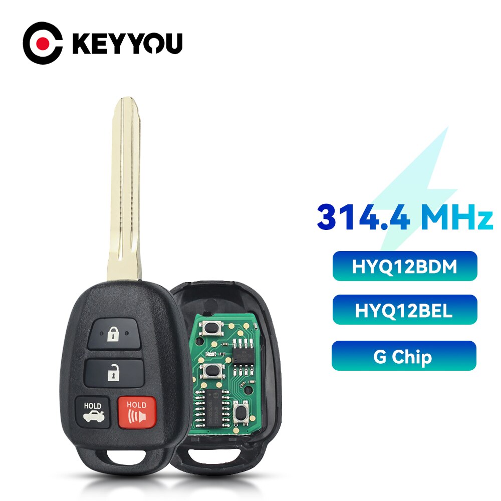 

KEYYOU 3/4 кнопочный HYQ12BDM/HYQ12BEL 314,4 МГц G/ H чип аналогичный для Toyota Camry Corolla Prius C RAV4 2013-2019
