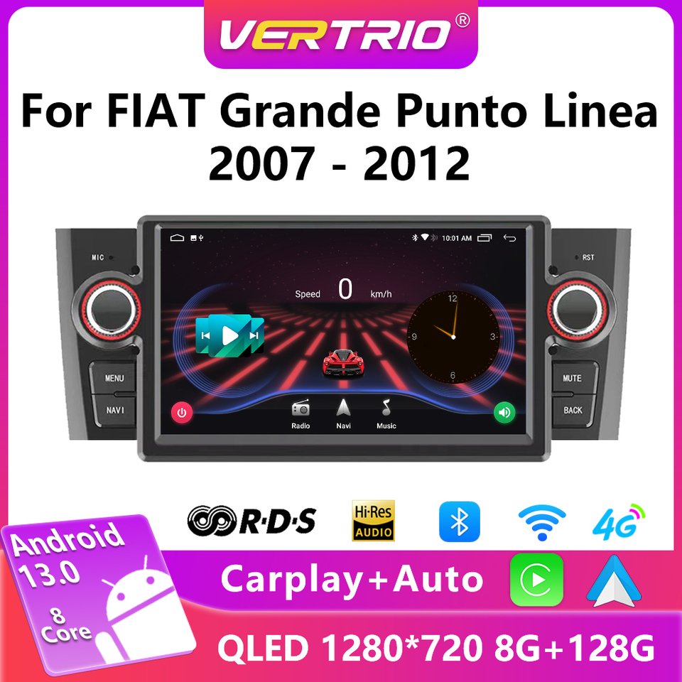 

Автомагнитола на Android 13 для FIAT Grande Punto Linea 2007-2012, автомобильное радио, мультимедийный плеер, 4G, беспроводной Carplay, 2 Din, DVD, стерео, DSP
