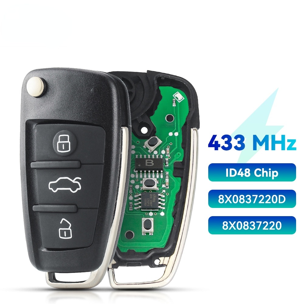 

Ключ дистанционного управления KEYYOU для Audi A1 A3 A4 S3 S4 TT Q3 RS3 начальный 2 8P0837220D/G/E/Q/K 315 МГц/434 МГц 48 чипов