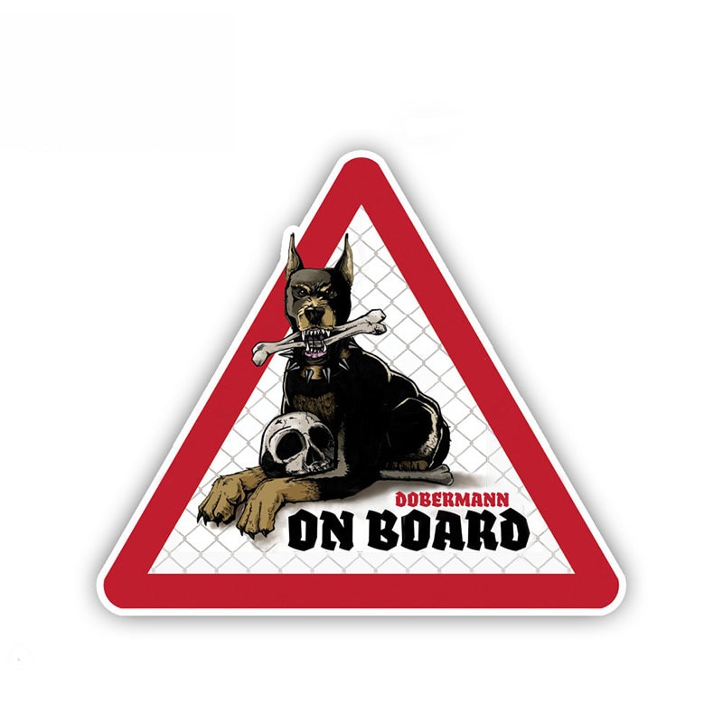 

12 см * 10 см 1 шт. предупреждающий знак Dobermann собака автомобильные наклейки домашняя собака на борту наклейки водостойкая наклейка забавные наклейки аксессуары ПВХ