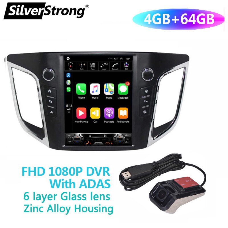 

SilverStrong Tesla Andriod авто для Hyundai Creta IX25 -2019 магнитофон Magneto 2DIN 4 Гб 64 Гб Carplay навигация